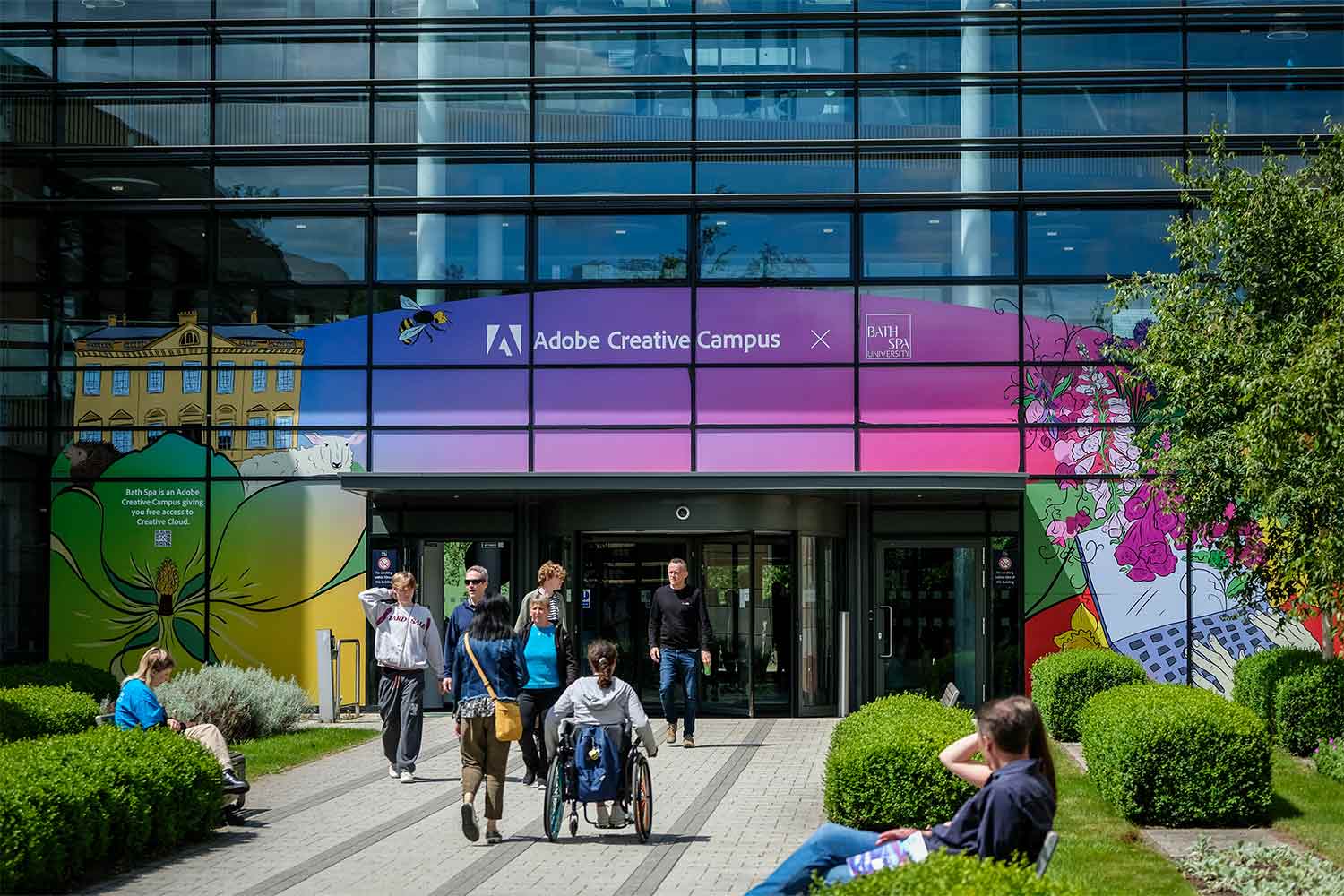 Front-of-commons-campus-people-entering
