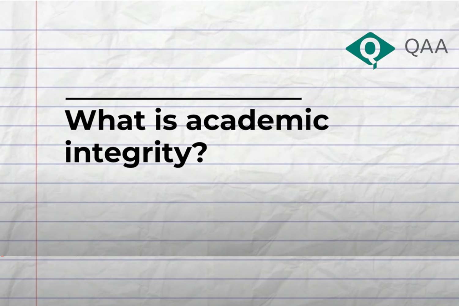 Screenshot of video on Academic Integrity by QAA