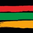 A red, green and yellow stripe on a black background