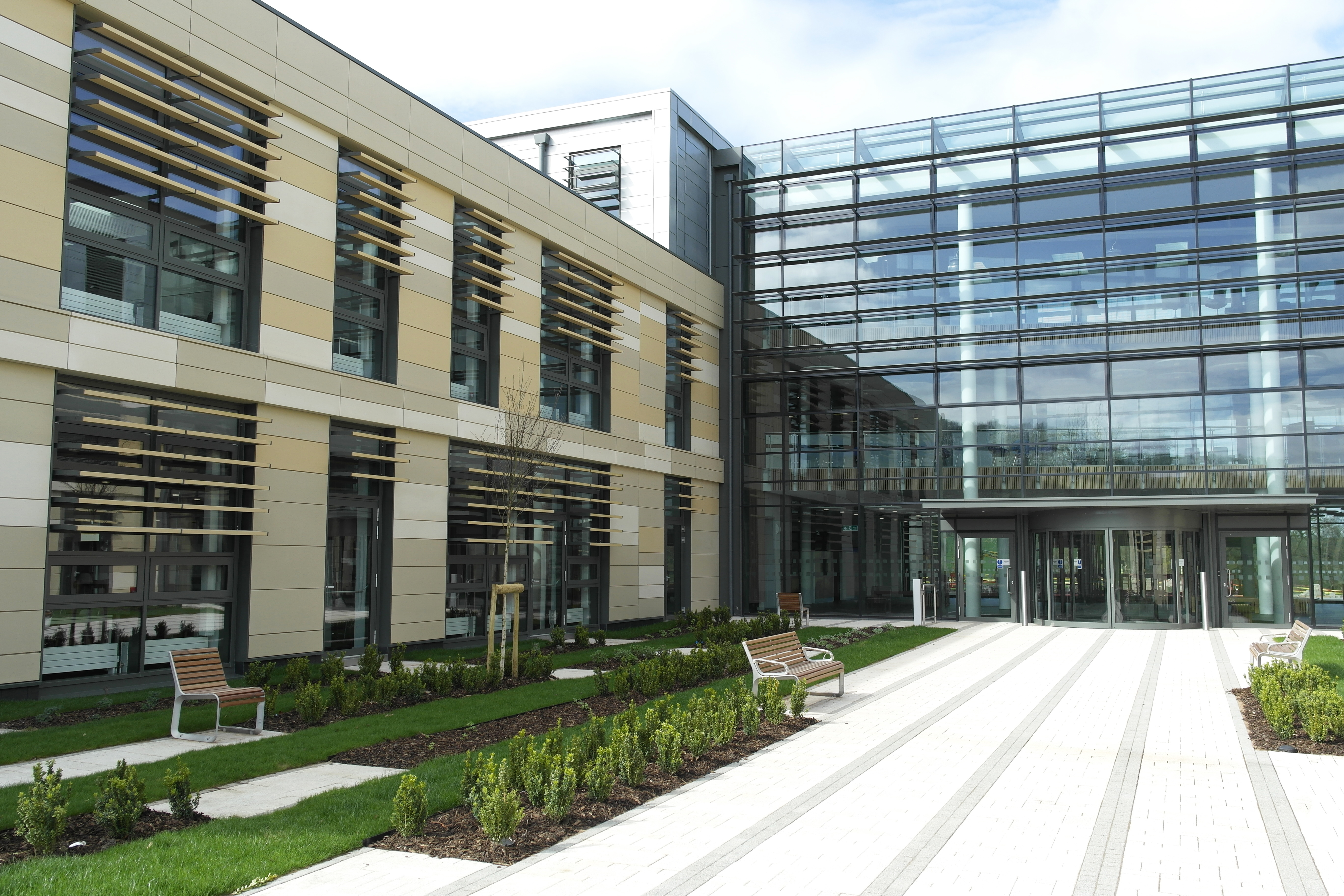 Front of the Commons building during the day