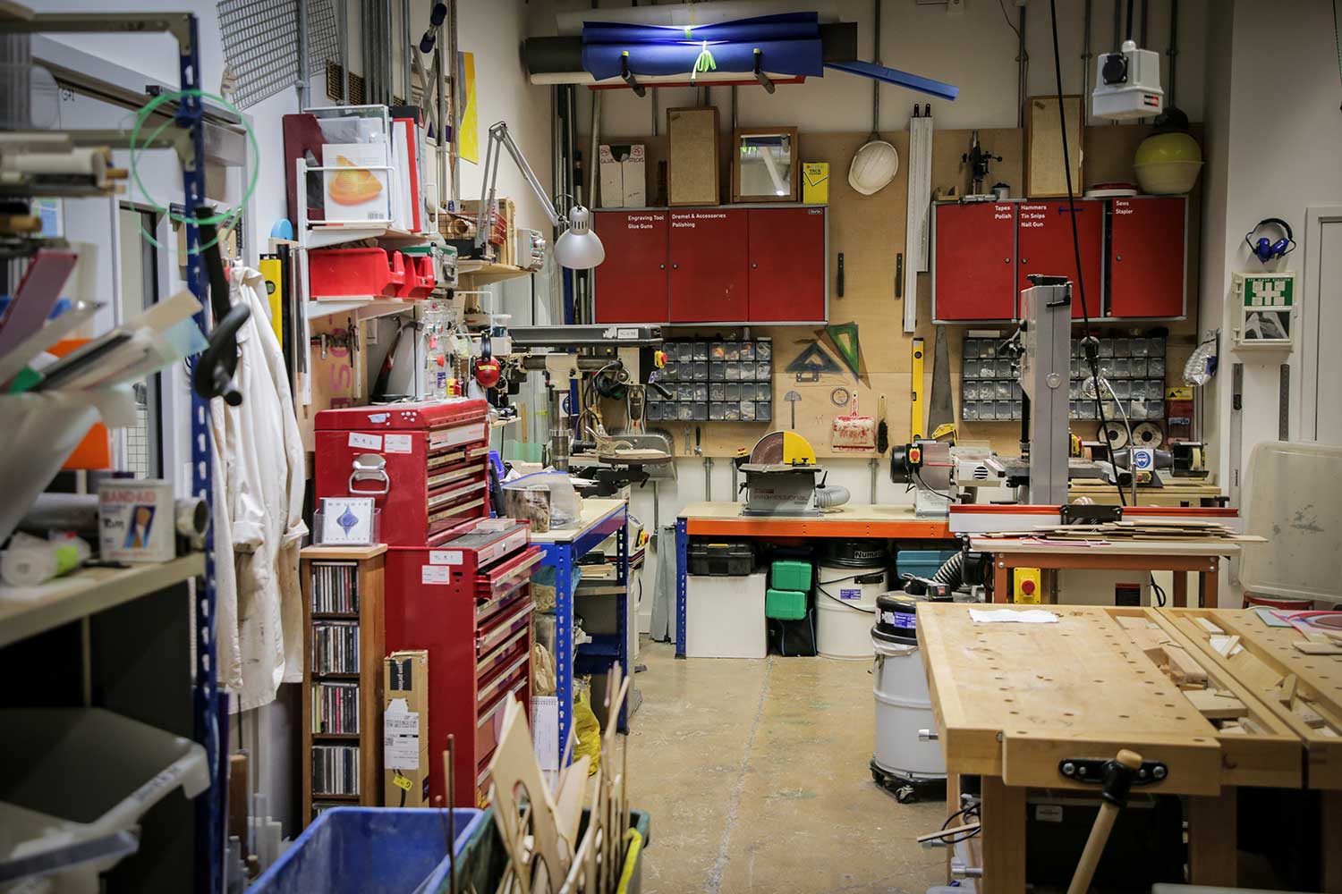 A woodwork workshop full of tools and equipment