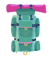 A colourful illustration of a student's backpack