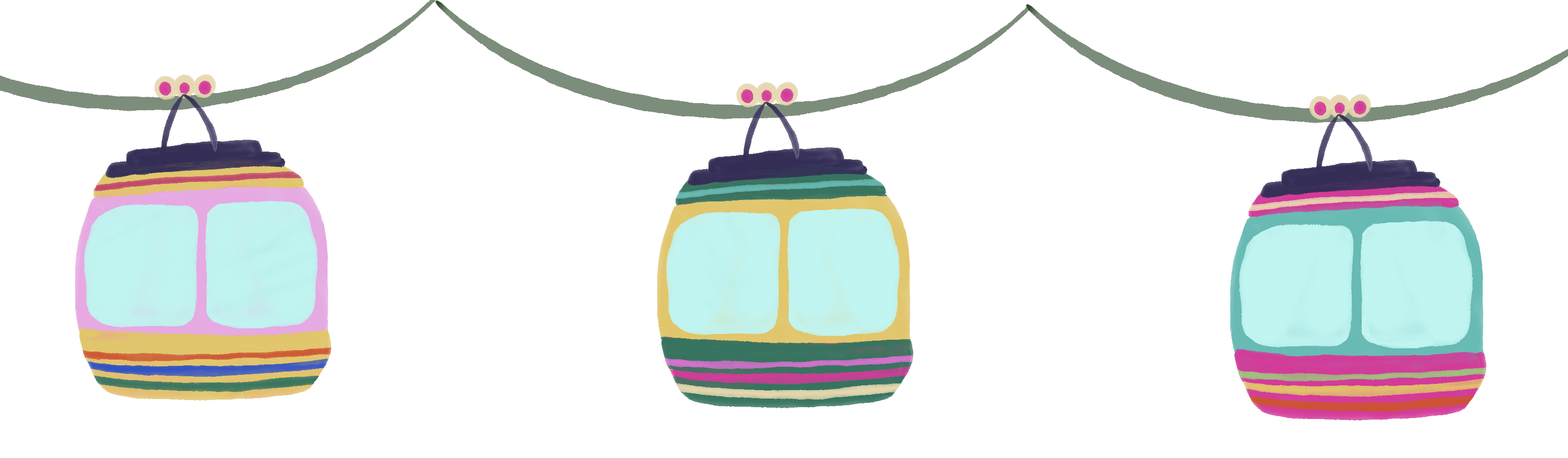 A colourful illustration of cable cars