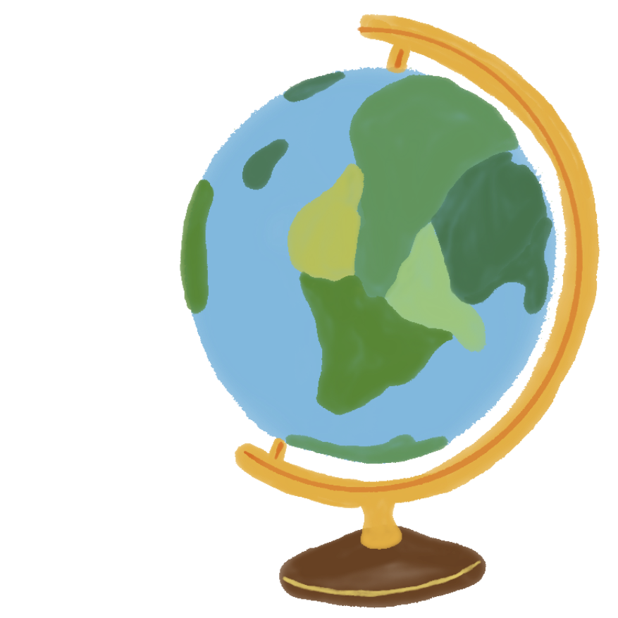 A colourful illustration of a globe