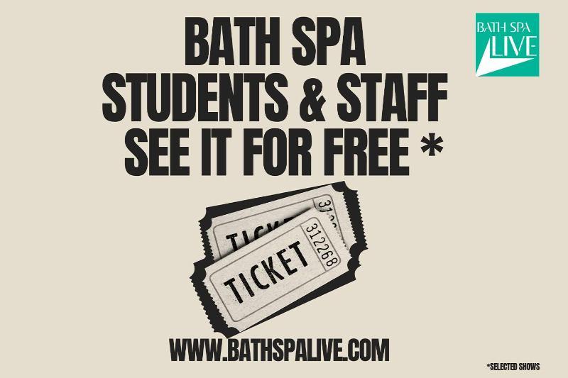 Infographic highlighting Bath Spa staff and students can attend some events free