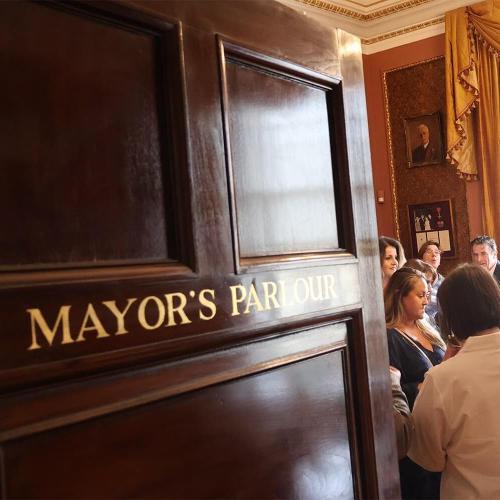 The door to the Mayor of Baths Parlour in the Guildhall