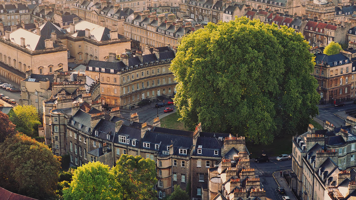 Aerial view of the Circus in Bath