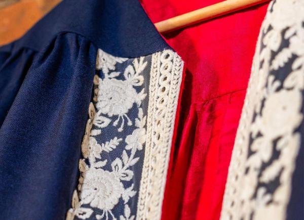 A close up picture of the new Chancellor's Robes, complete with bespoke embroidery