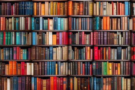 colourful books in library