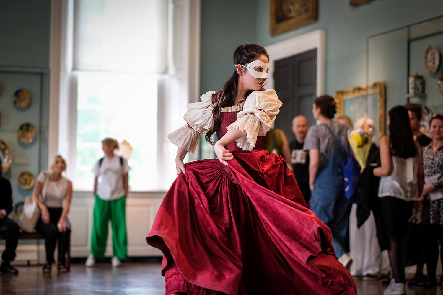 Student in period costume performs at The Holburne museum as part of Sparkfest