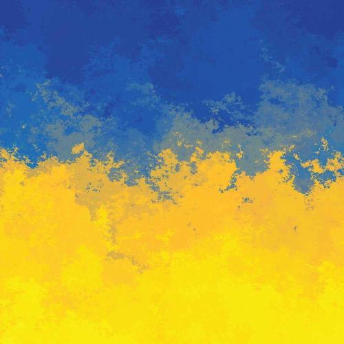 An abstract representation of the blue and yellow Ukrainian flag