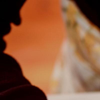 An abstract image with predominantly orange colours