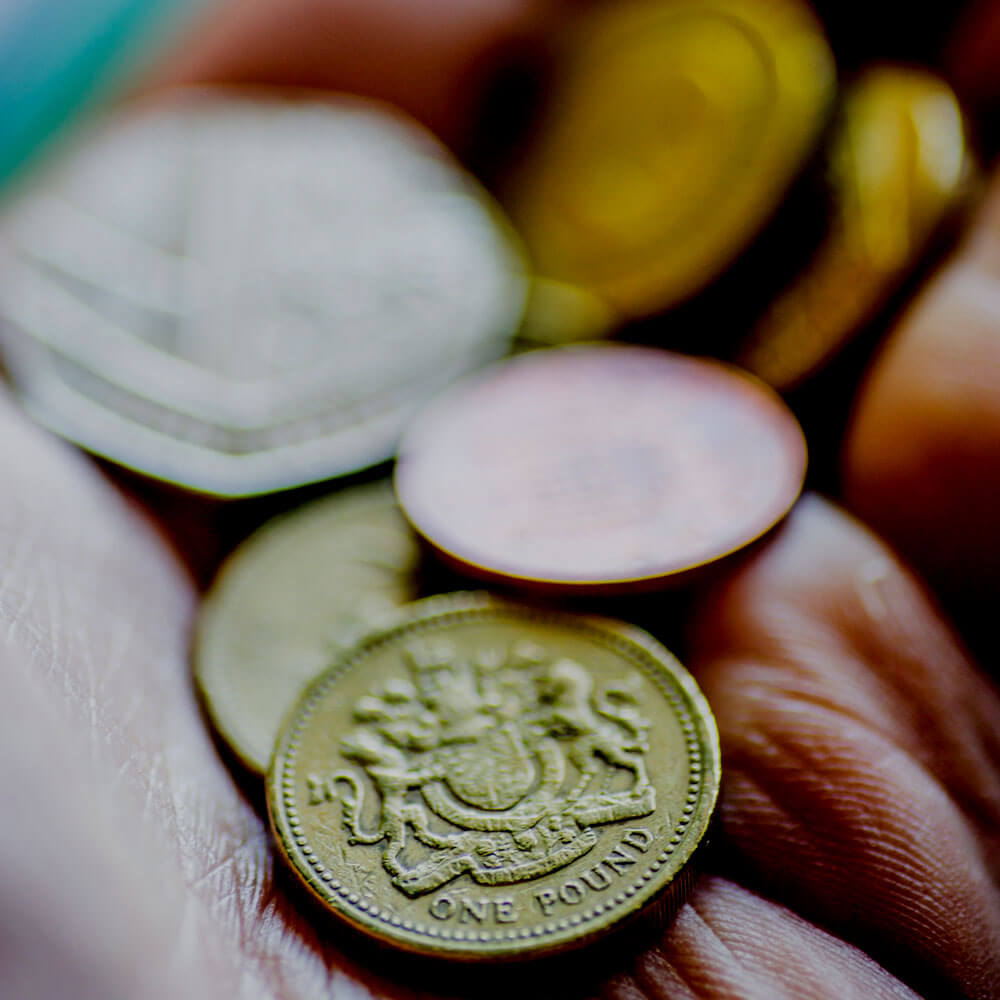 A close up of coins in a hand