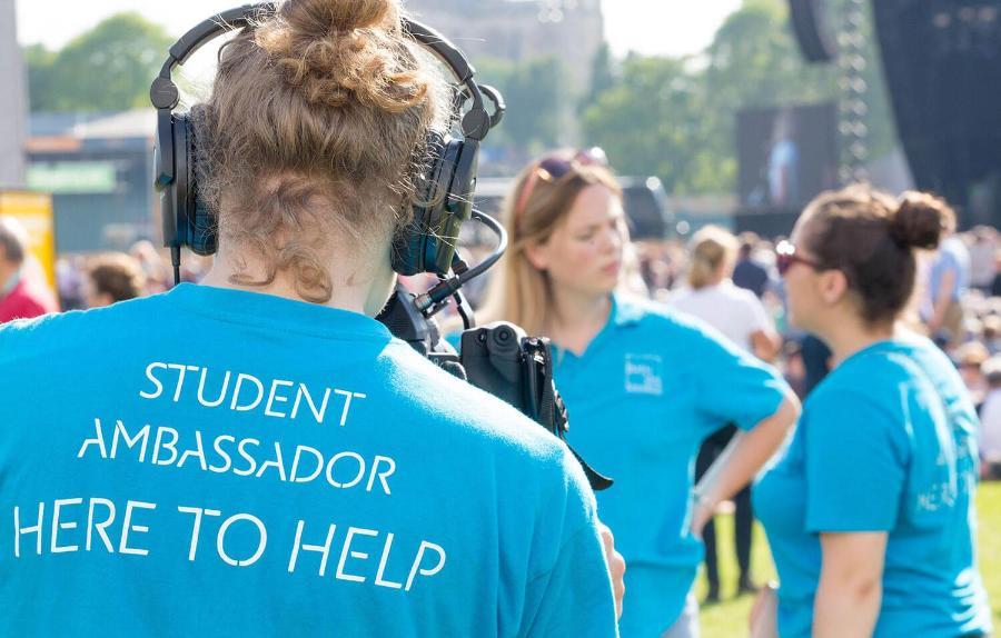 Student Ambassadors filming and being filmed at Bath Festival