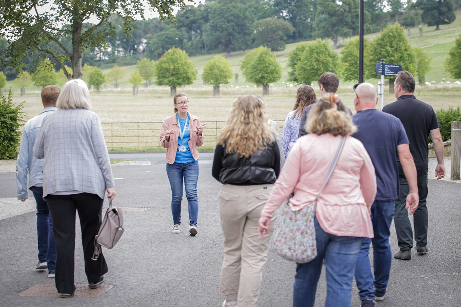 A Student Ambassador leads a guided campus tour